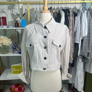 M. M. LAFLEUR cream white cropped jacket NWOT